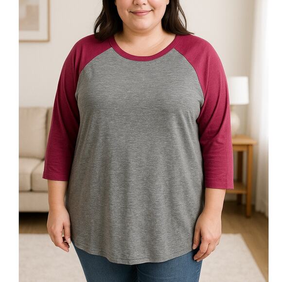 2/$30 Lularoe Randy 3/4 Sleeve Crew Neck T-Shirt Gray Pink Women's Size XL - Picture 1 of 11